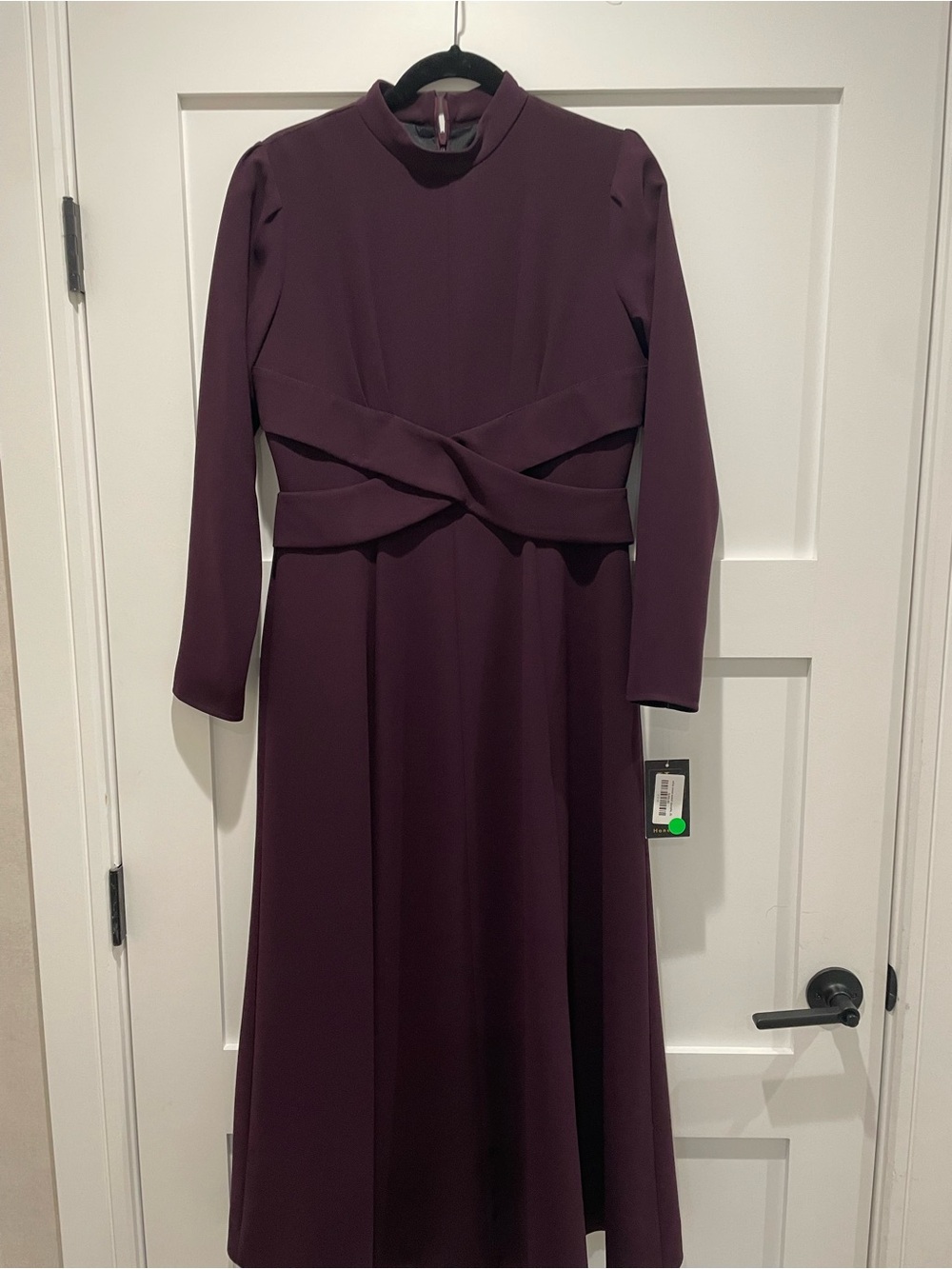 Long-Sleeve Midi Dress in Deep Plum